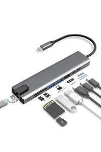 Macbook Pro Air Usb Type-c Hub Dönüştürücü Çevirici Çoklayıcı Usb Hdmı Micro Sd Girişli